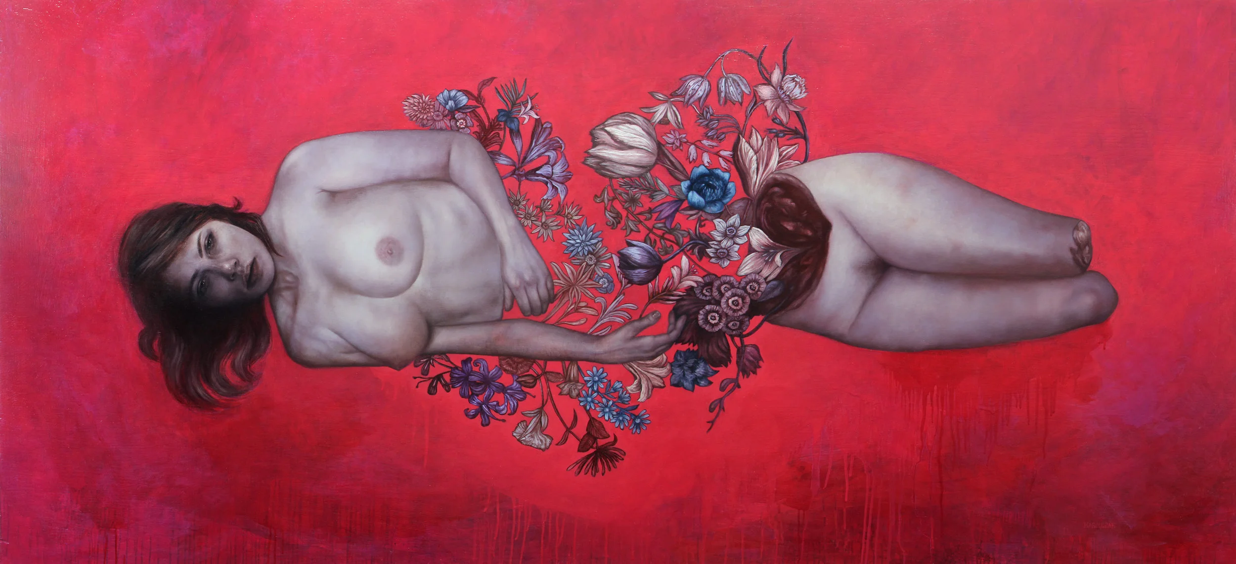 Seeking Arrangement Oil and enamel on panel, 77.5" x 36" available