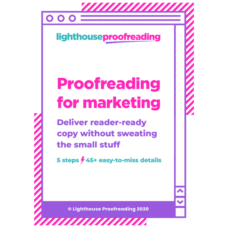Front cover of the Proofreading for Marketing Copy guide.