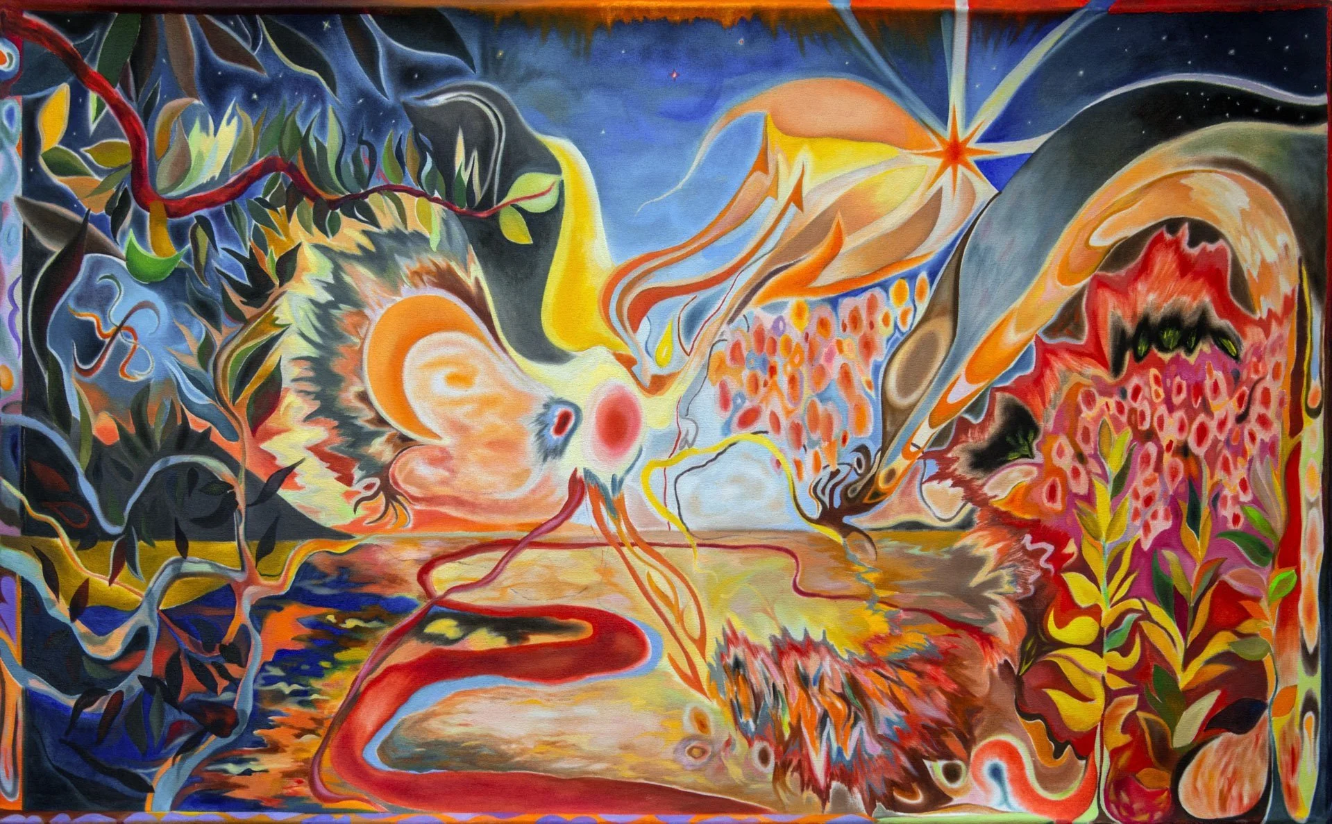 Birth of the World 2022 34 x 60" oil on canvas For a private collection in Stockholm.