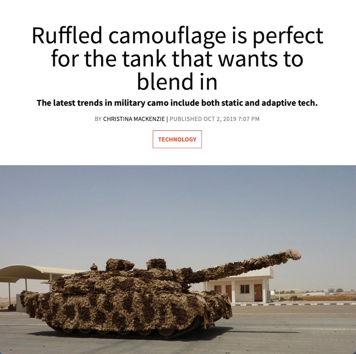 Ruffled camouflage is perfect for the tank that wants to blend in