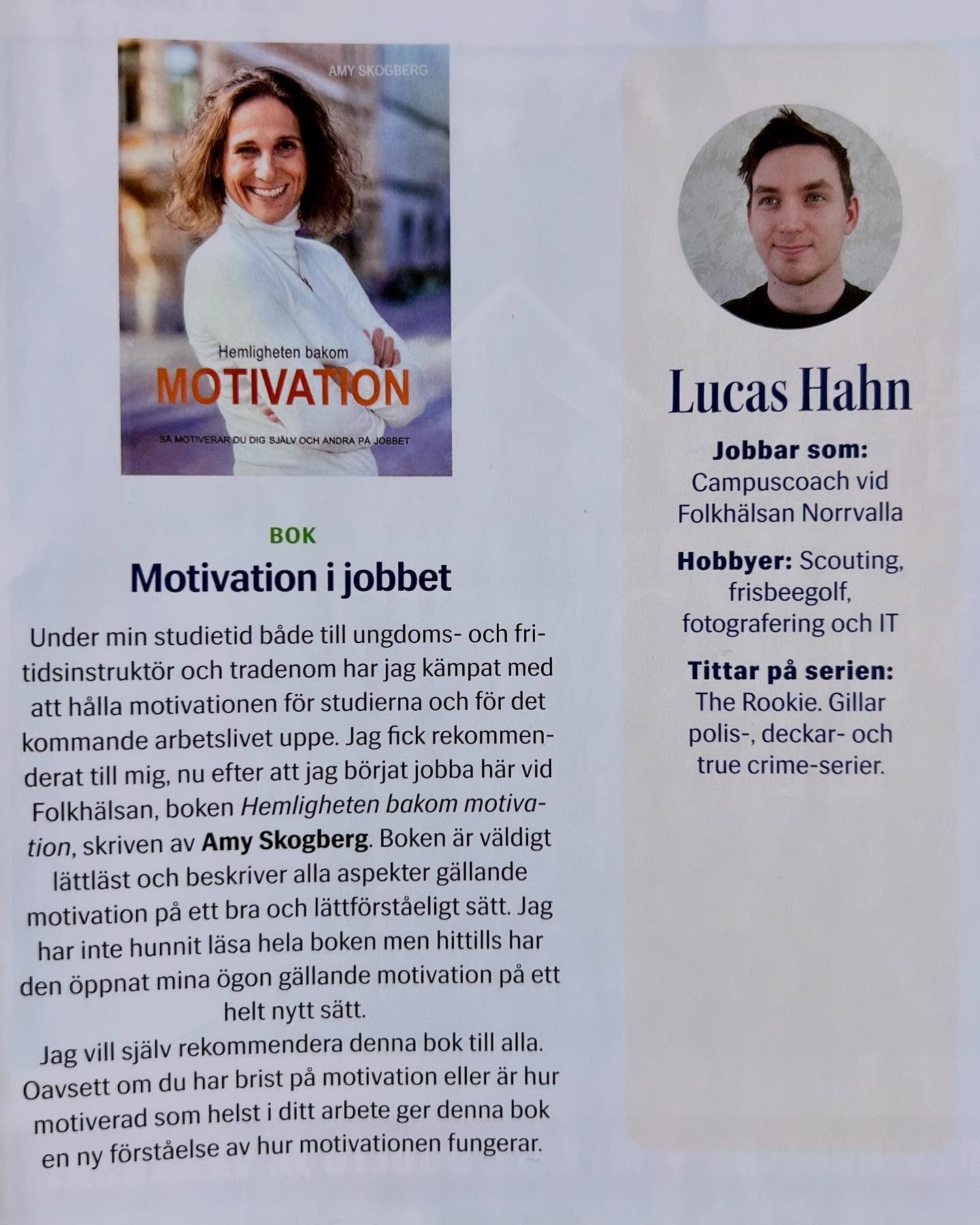 Blev s&aring; otroligt glad n&auml;r jag &ouml;ppnade senaste numret av tidningen Folkh&auml;lsan och min bok omn&auml;mndes d&auml;r!🥰 Det k&auml;ndes extra fint, f&ouml;r utan @folkhalsan skulle boken inte finnas! Det var p&aring; deras utbildning
