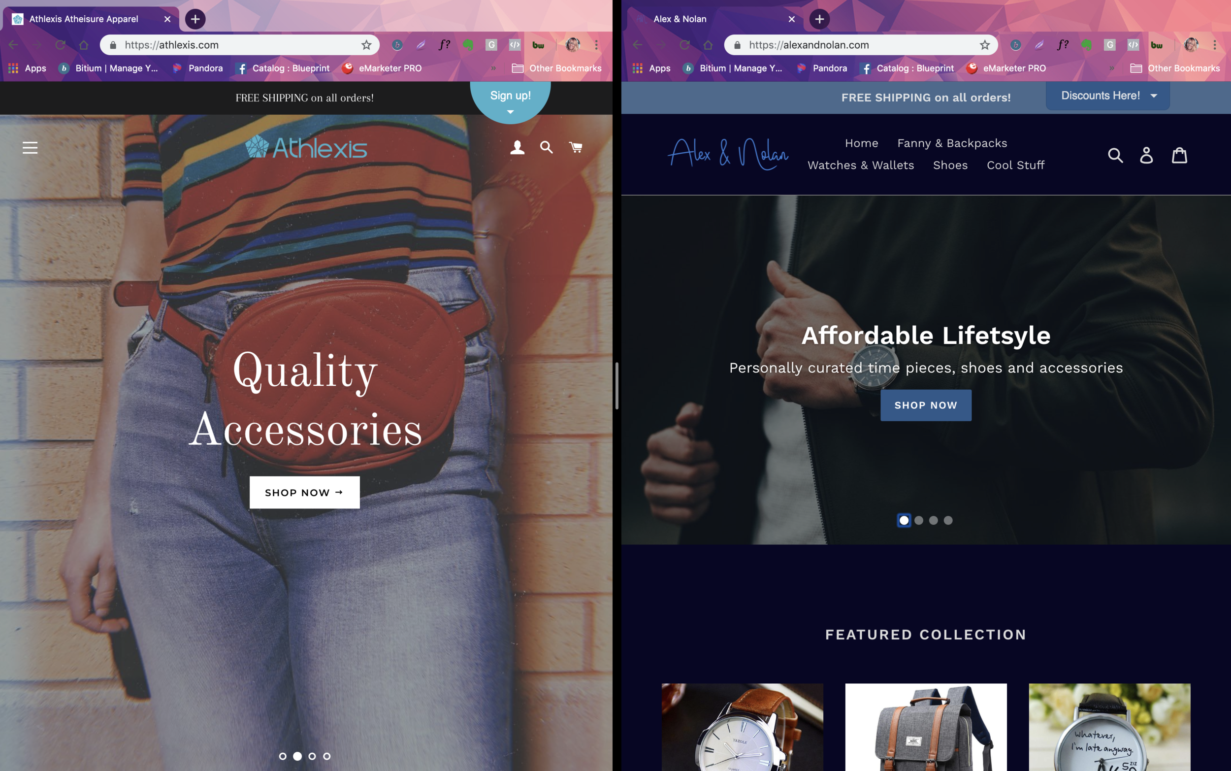 Example of split screen