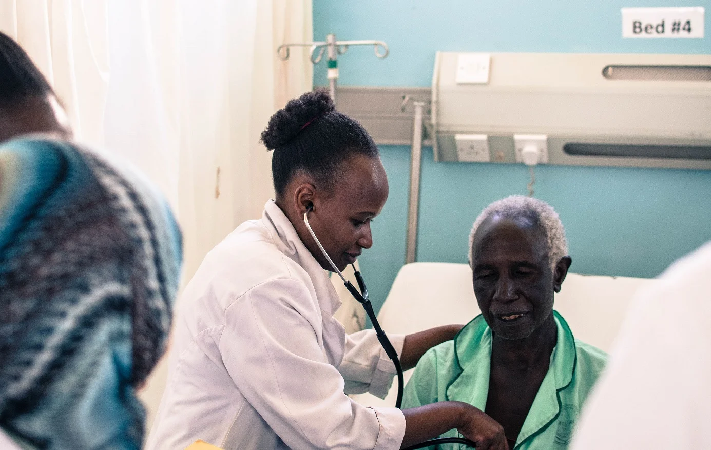 A patient being treated in the Cardiac Care Unit of Moi Teaching & Referral Hospital