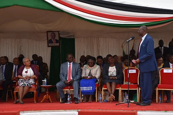 Professor Sylvester Kimaiyo, Chief of Party for AMPATH Plus, addresses the First Lady and assembled guests.