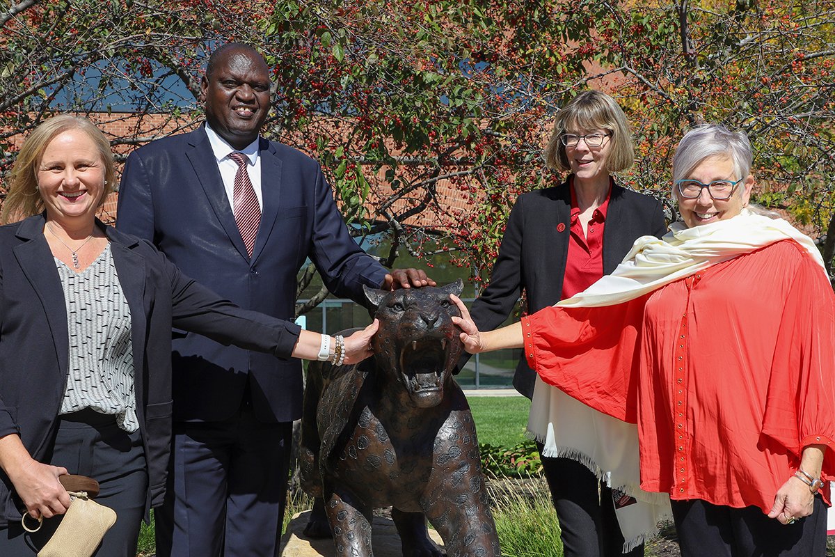  Vice Chancellor of Moi University Professor Isaac S. Kosgey met with Indiana University Associate Vice President for International Affairs Dr. Hilary Kahn (right) and other members of the IU Office of International Affairs.  