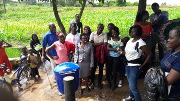  Students inspecting a water project during COBES placement 
