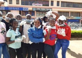  BSCHEd students participating in the world clean-up day celebrations by cleaning up the streets Eldoret in Uasin Gishu County. 