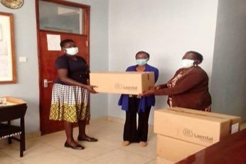  Handing over of midwifery training mannequins to the Uasin Gishu County Reproductive Health Coordinator by the Dean of the School of Nursing &amp; Midwifery. The mannequins were donated to the school by a development partner to enhance the skills of
