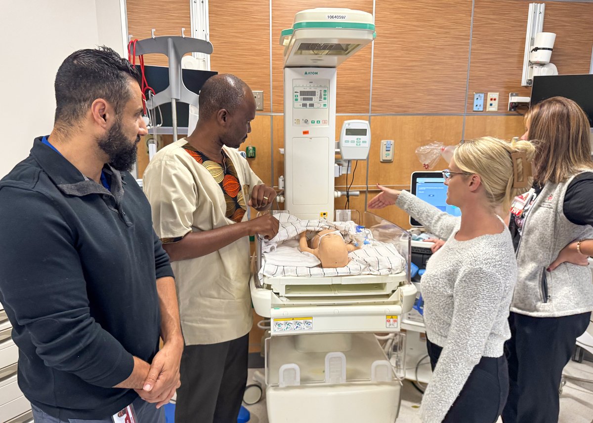 Dr. Nyandat with the team at the Riley Hospital Simulation Center in Indianapolis