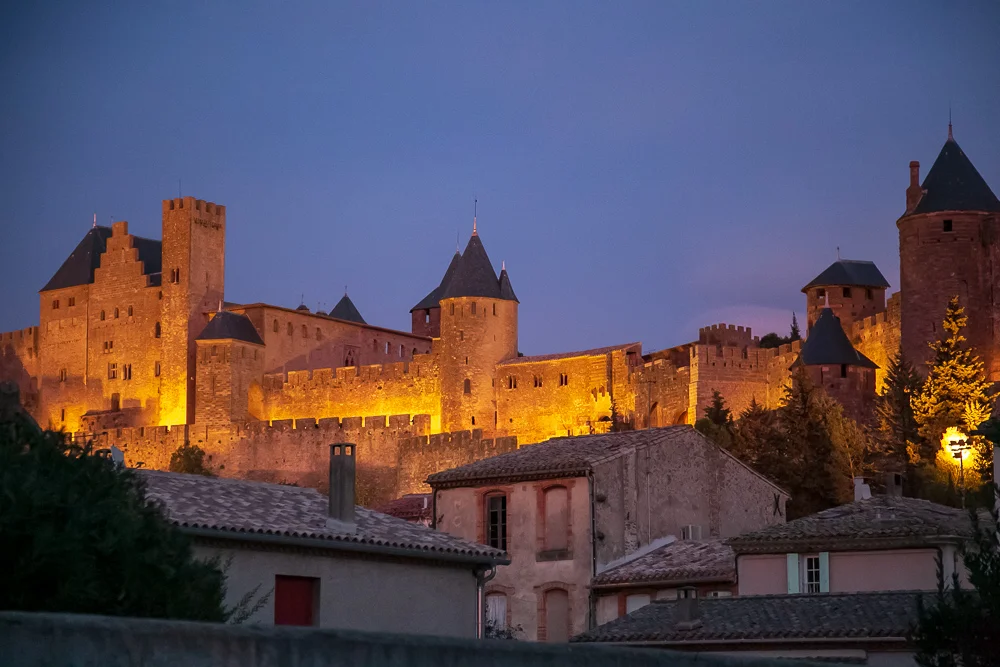 A view of the enormous medieval citadel that towers above Carcassonne, France. © Kim I. Mott, all rights reserved