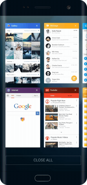 Adjust grid for recent apps--zoom in and out