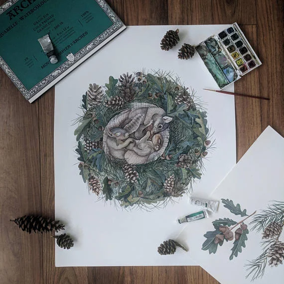 Sleeping Squirrel Print | Ampersand Mother