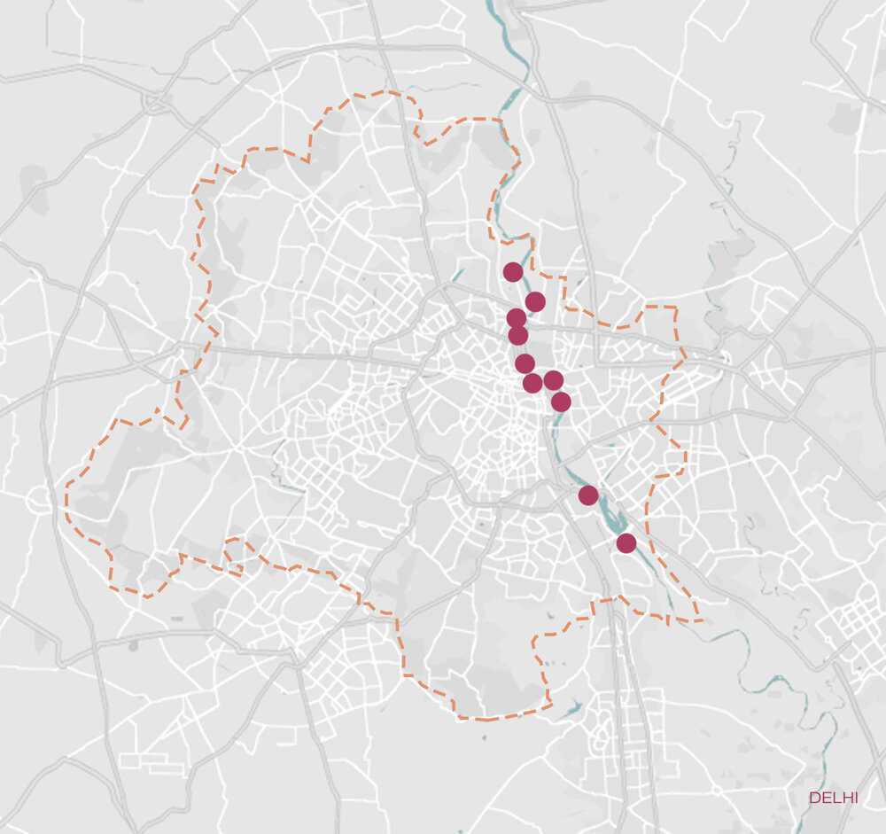  Map of Delhi marking natural water bodies used for Visarjan 