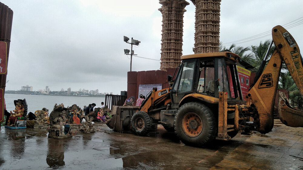  Immersed idols being taken to the recycling factory by BMC. By Author 