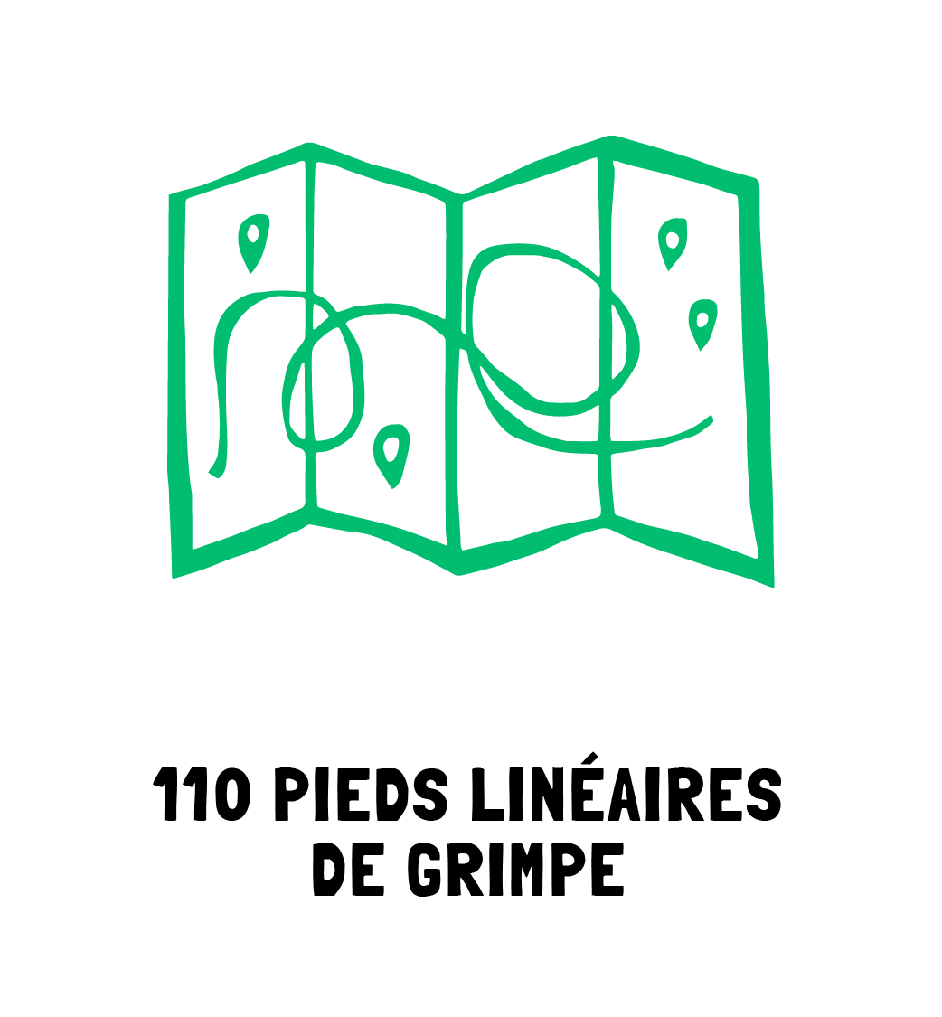 110 pieds linéaires d'escalade de bloc 