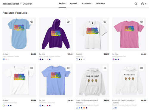 Image of the JSS PTO online store.