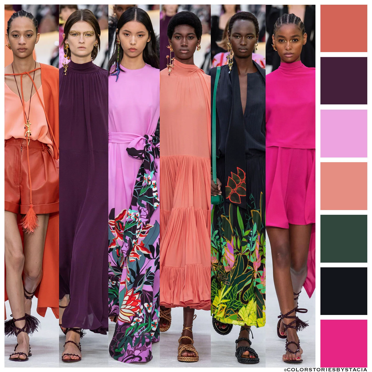 Coral/Berry Tropical Valentino Spring/Summer 2020