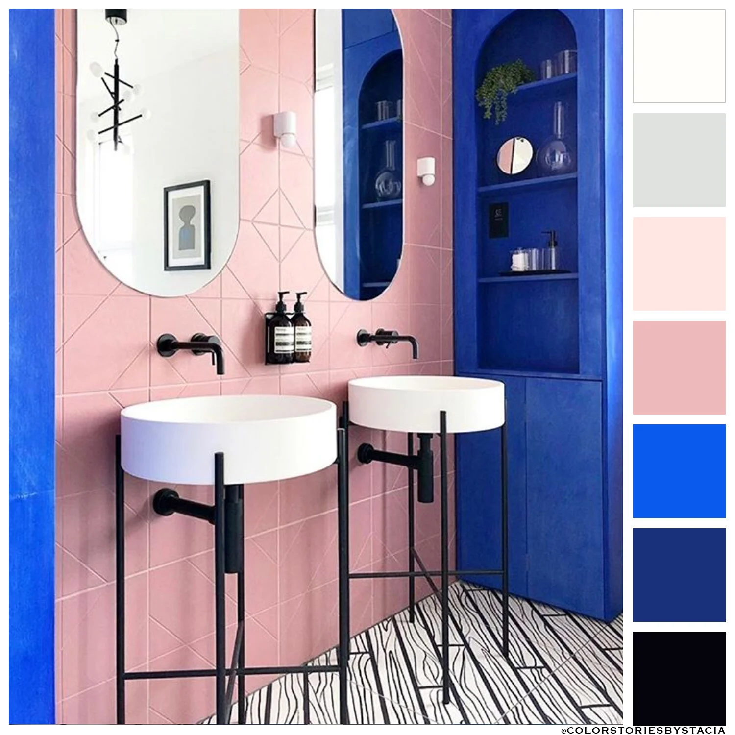 Powder Pink + Bright Blue