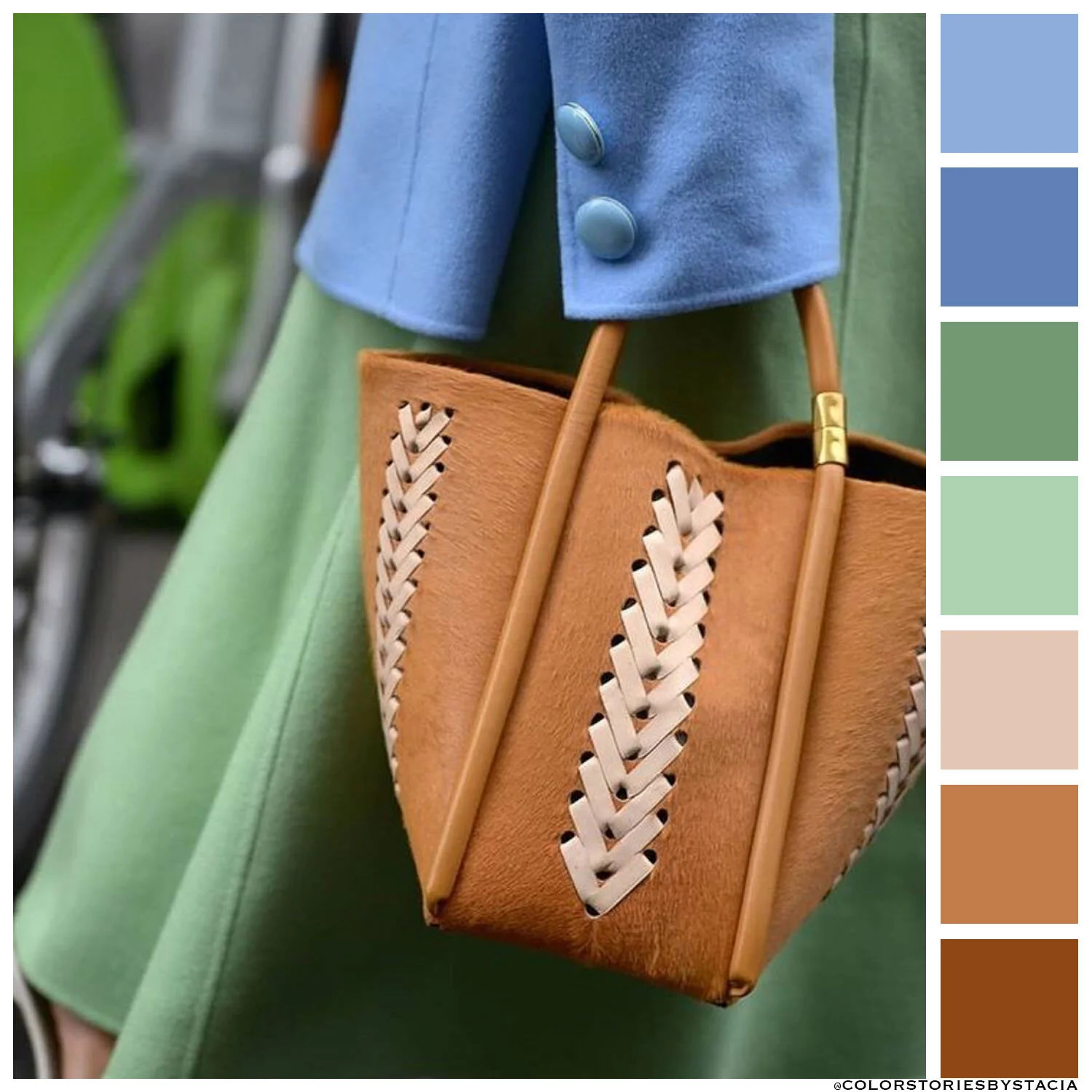 Cornflower, Camel + Sage 