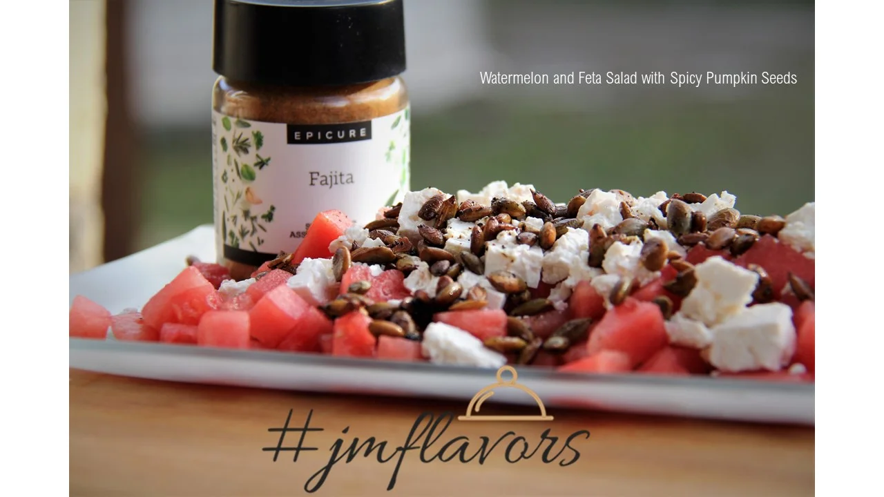 Watermelon and Feta Salad with Spicy Pumpkin Seeds