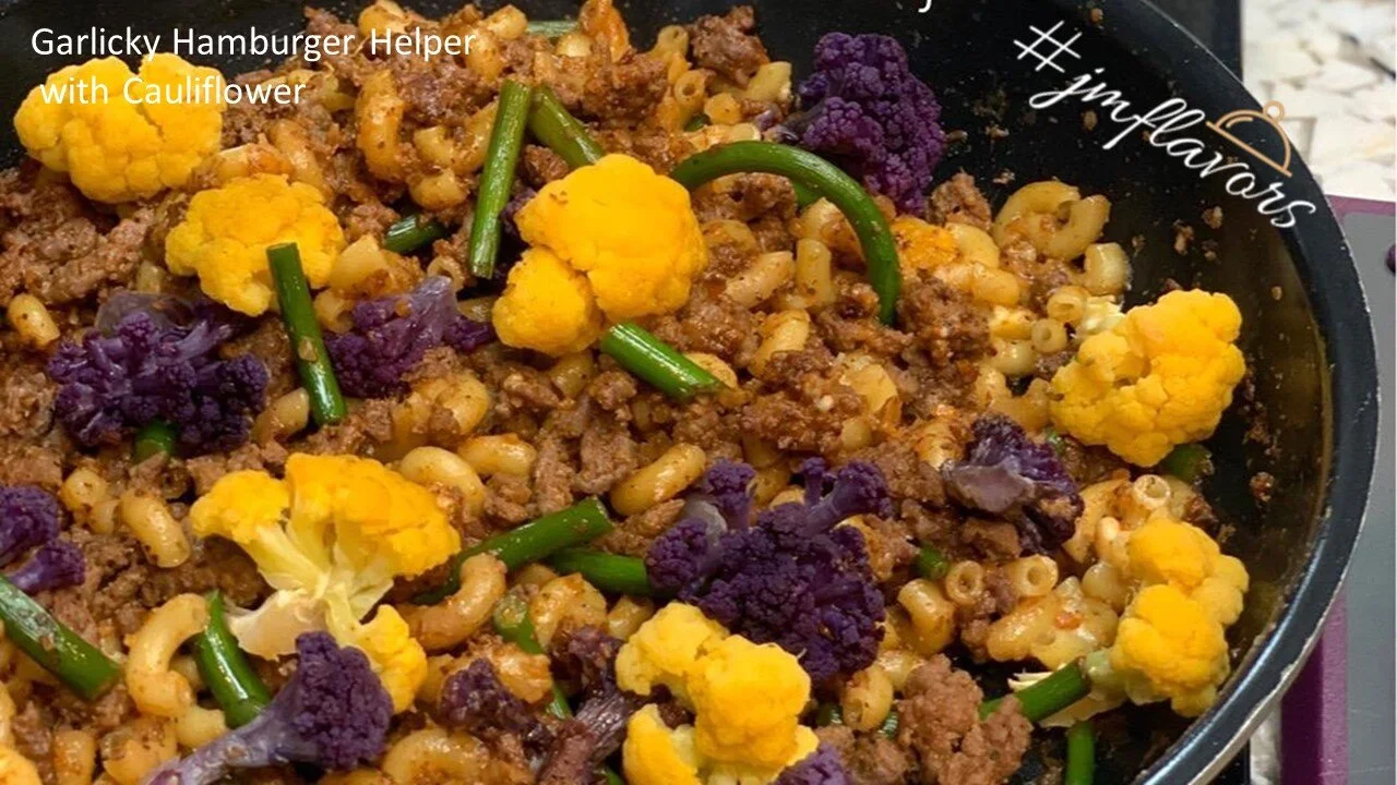Garlicky  HAMBURGER HELPER with Cauliflower 
