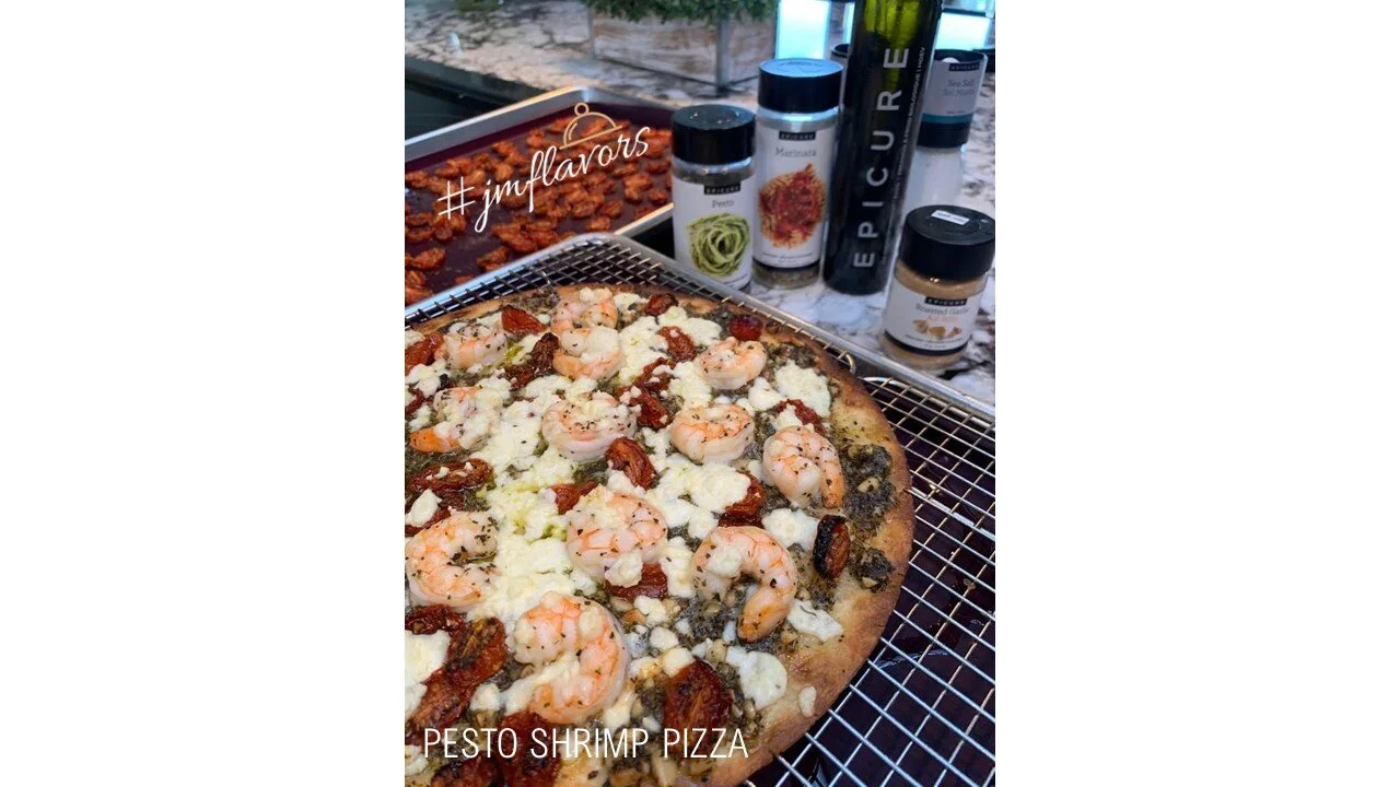 Pesto Shrimp Pizza