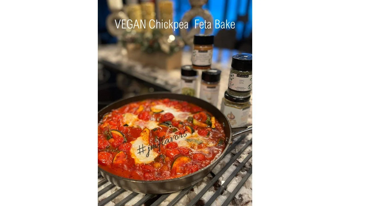 VEGAN Chickpea  Feta Bake