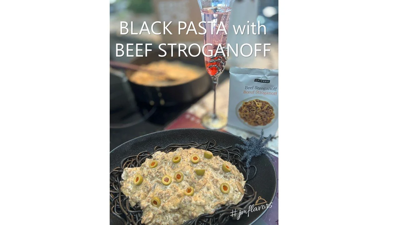 Black Pasta with Beef Stroganoff