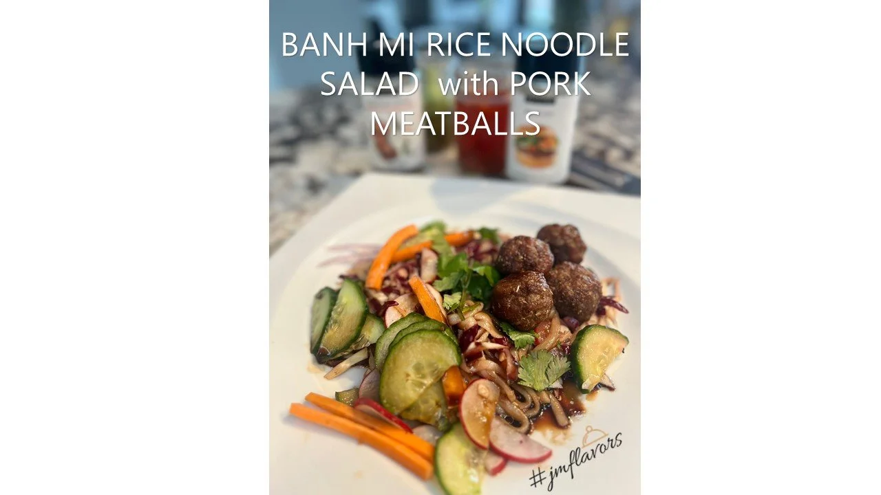 Banh Mi Rice Noodle Salad with Pork Meatballs