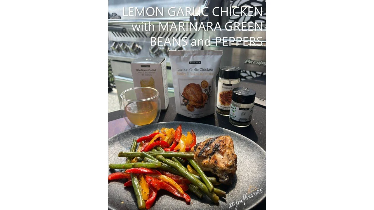 Lemon Garlic Chicken with Marinara Green Beans and Peppers