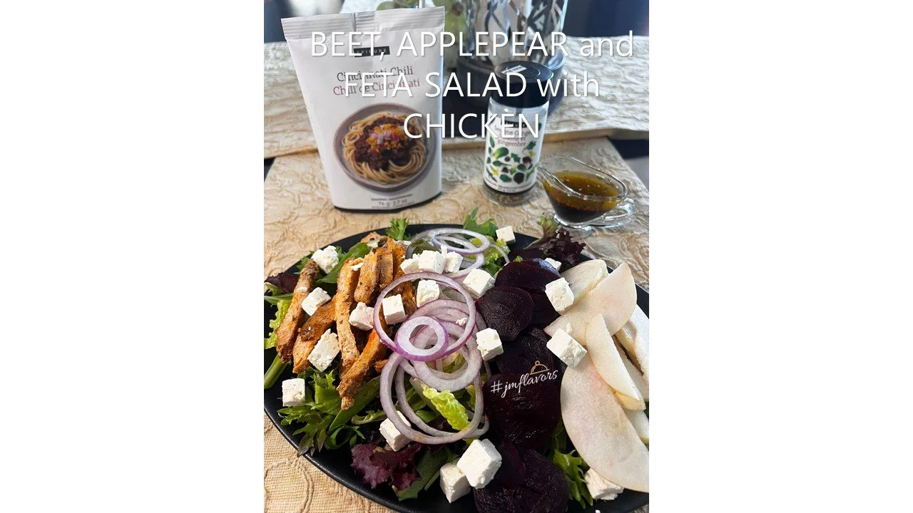 Beet Apple Pear and Feta Salad with Chicken