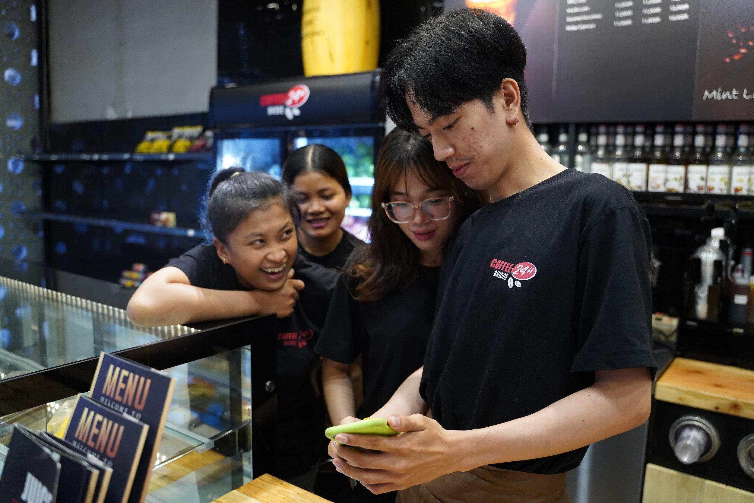  Zing shares a video of one of his dance performances with co-workers at the coffee shop. A co-worker described him as someone who is hard-working and likes to help others. 