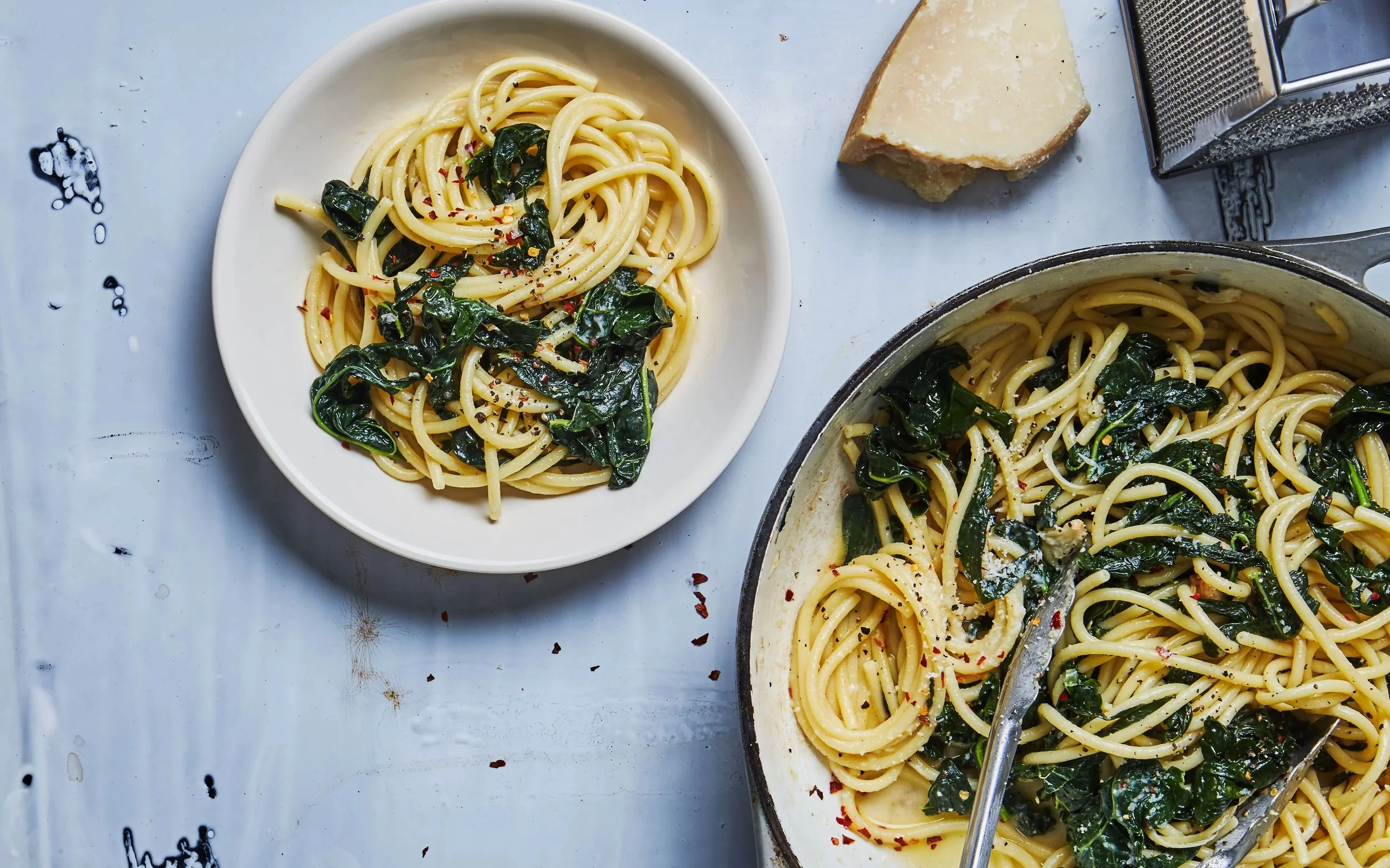 Spaghetti squash aglio e olio with kale