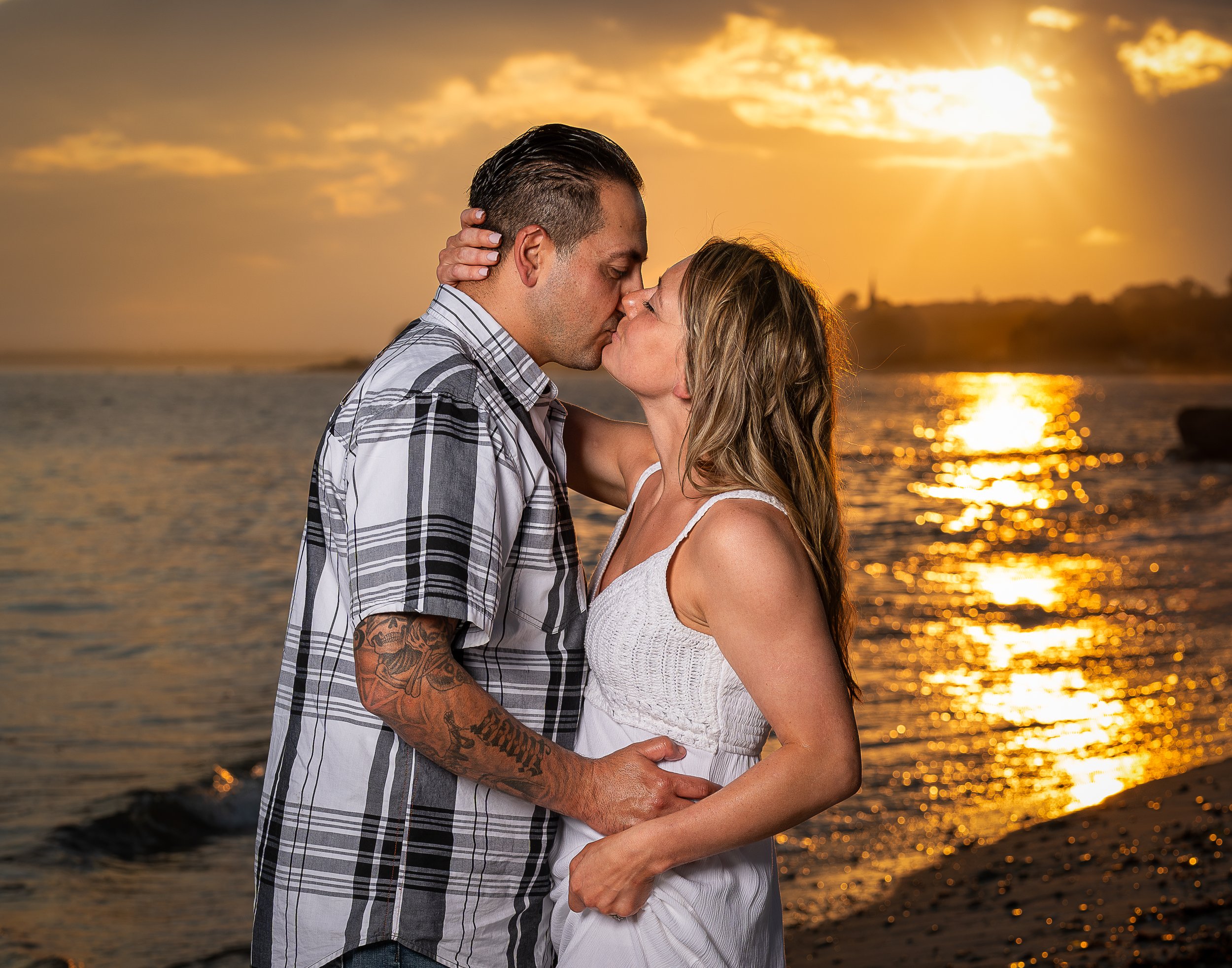 Sunset Engagement at Harkness Memorial State Park