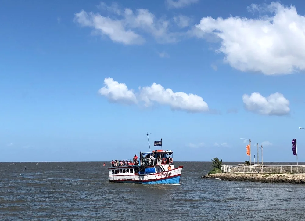 Tiny fishing boat to Ometepe