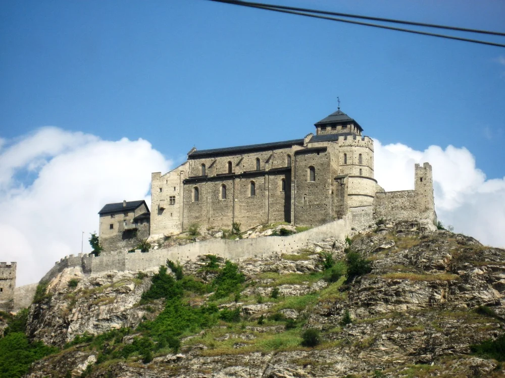 Passing by a castle on the train