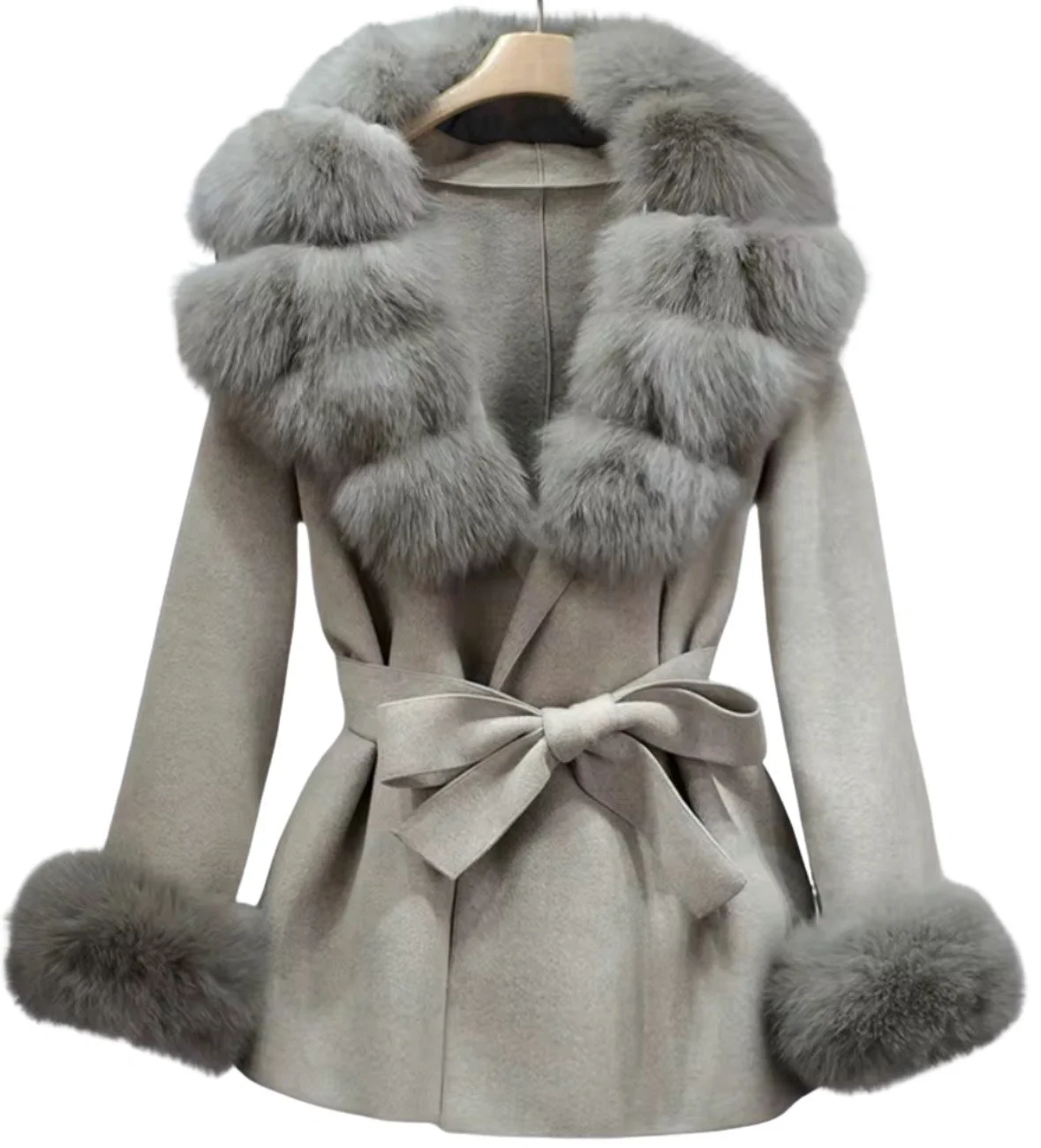 Royal Grey Cashmere Short Trench