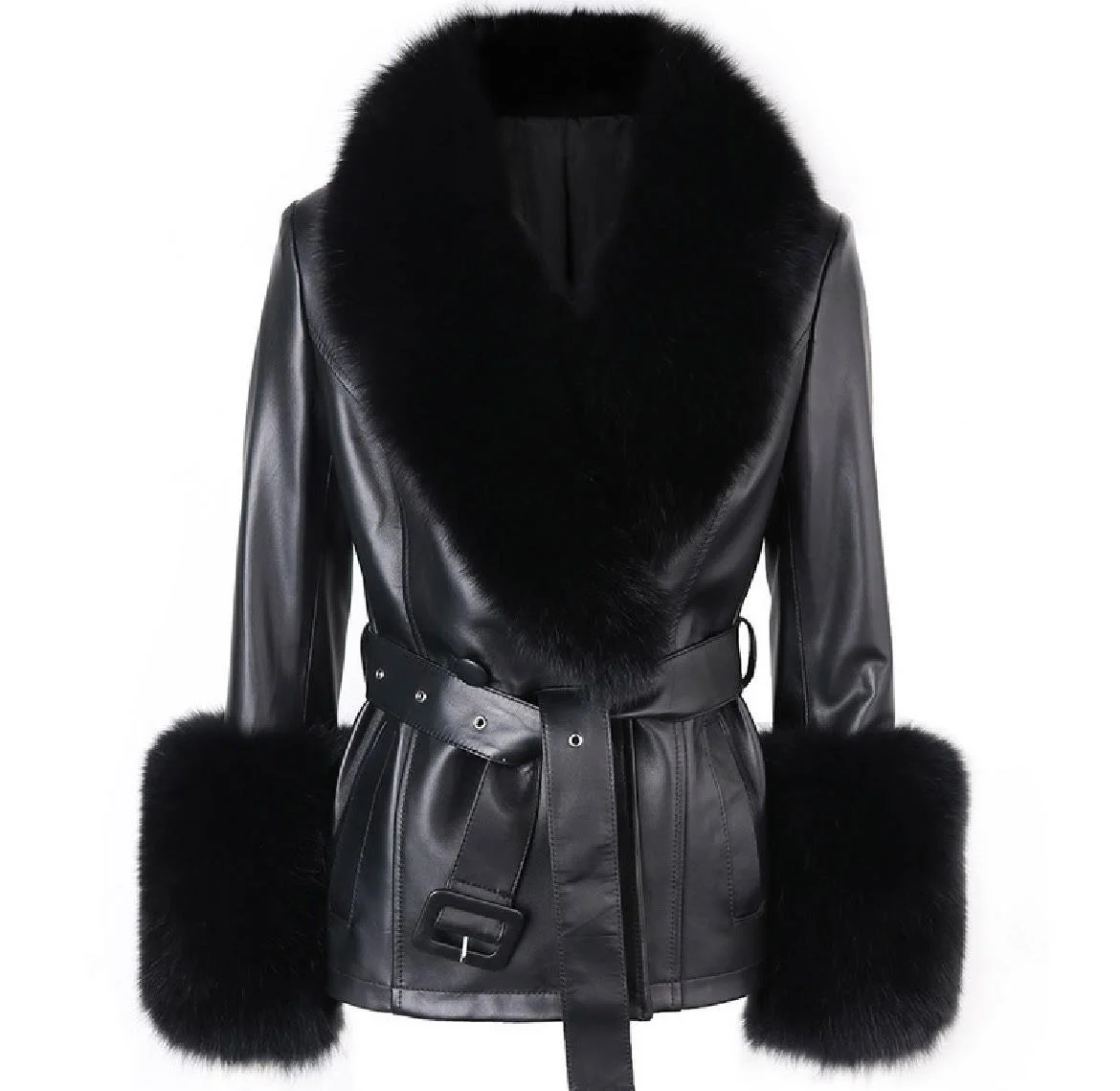 "Classy" Short Fur Leather Trench