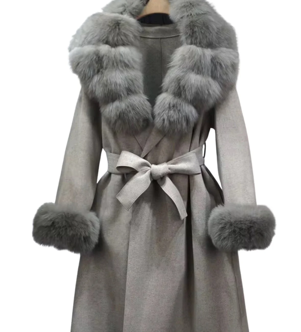Royal Grey Cashmere Long Trench