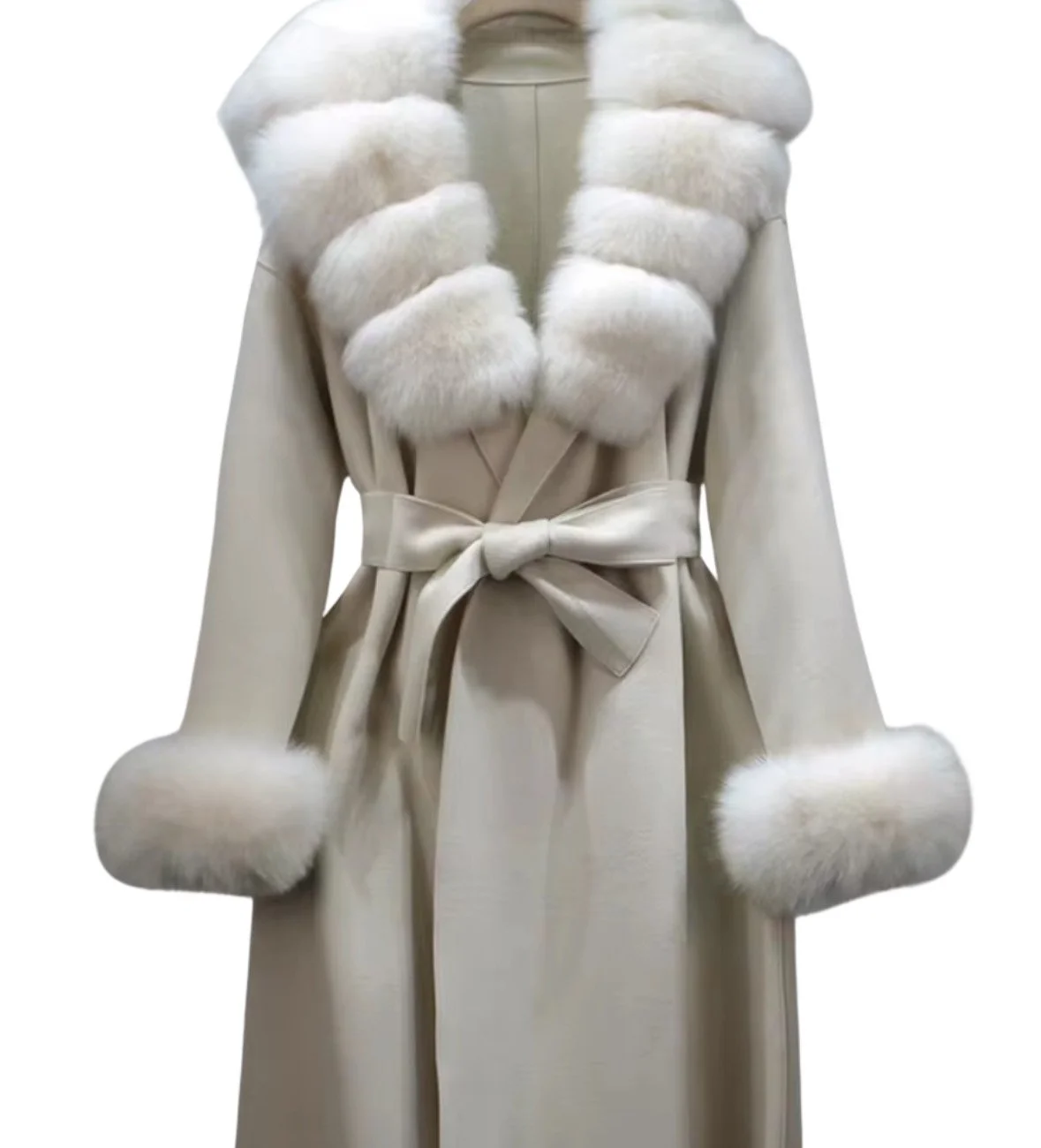 Royal Cream Cashmere Long Trench