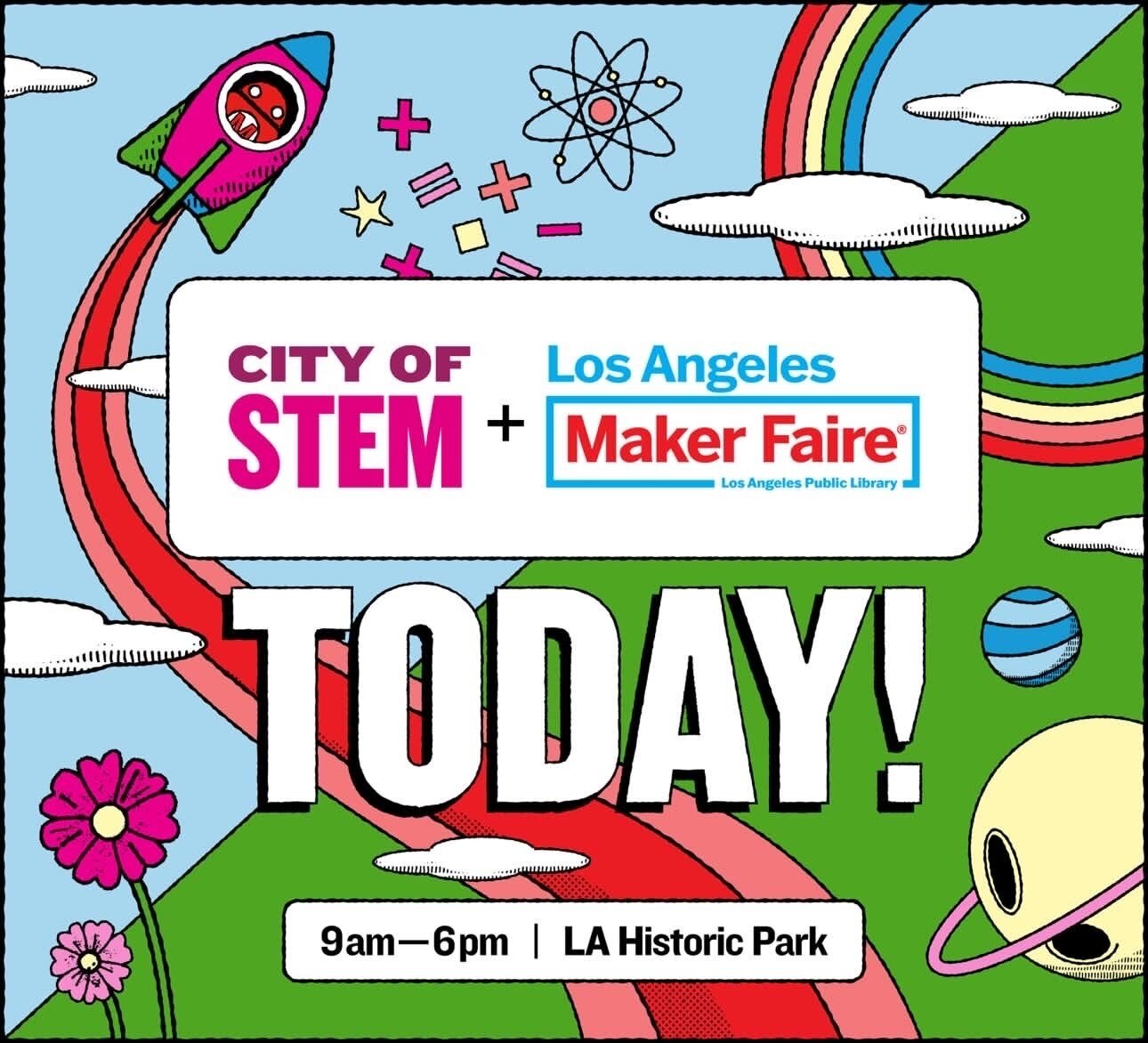 Today City of Stem and LA Maker Faire will combine forces to create an interactive event designed to inspire Los Angeles' next generation of scientific leaders, makers, and creative thinkers.💫💡

We will have science celebrities, and hundreds of exp
