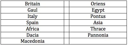 Table 2: Final Diocesan Division of the Empire
