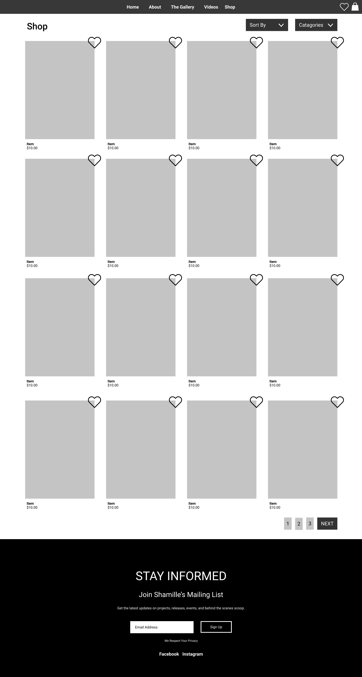 E-commerce Page Mock Up