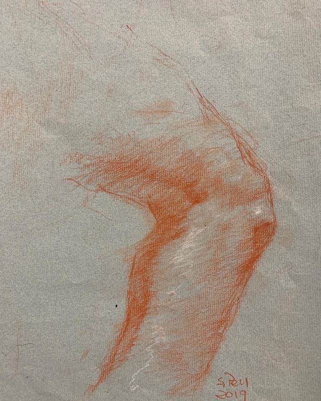 &ldquo;Knee Study&rdquo;, 14&rdquo; x 12&rdquo;, red chalk , 2019.