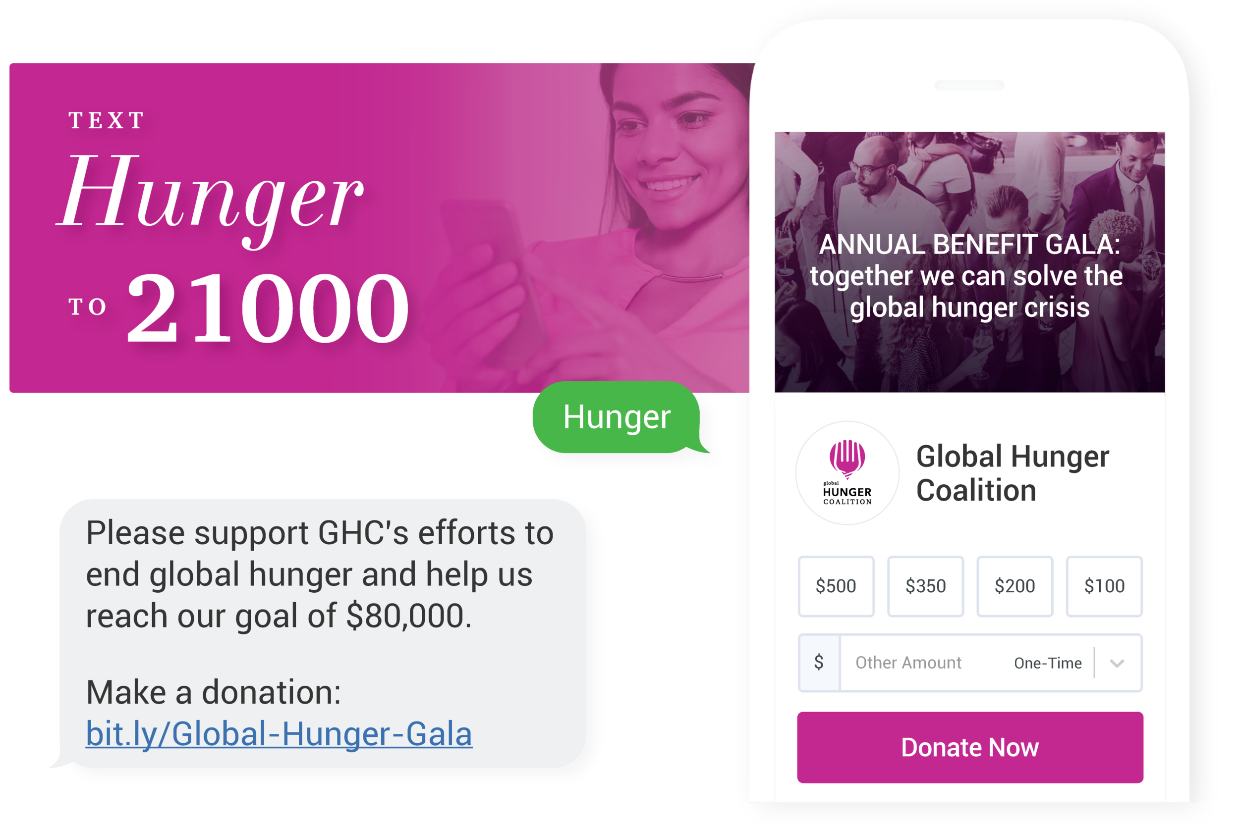 Collect text donations - Forget about check gathering and manual record keeping at events. Easily convert supporters into givers with a Text-to-Give ask. Tailor the message and URL for each event.