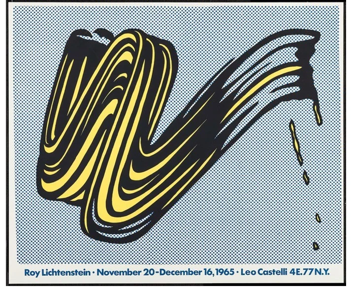 8. Roy Lichtenstein - Brushstroke (Yellow): Leo Castelli Exhibition Poster (1965)