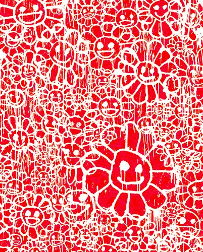 108. Takashi Murakami - Madsaki Flowers B Red