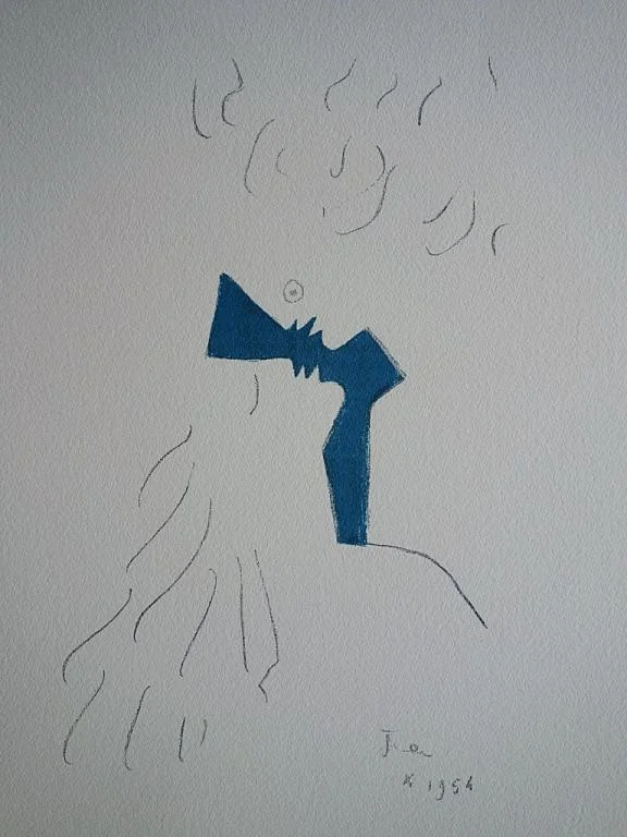 96. Jean Cocteau - Kiss on azure background
