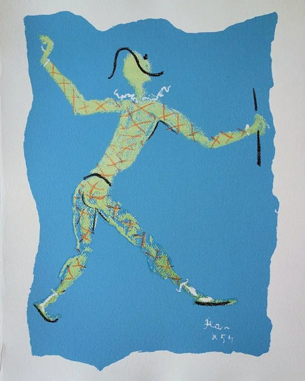 98. Jean Cocteau - Harlequin holding candelabra