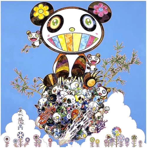 91. Panda Family Happiness (Blue) - Takashi Murakami